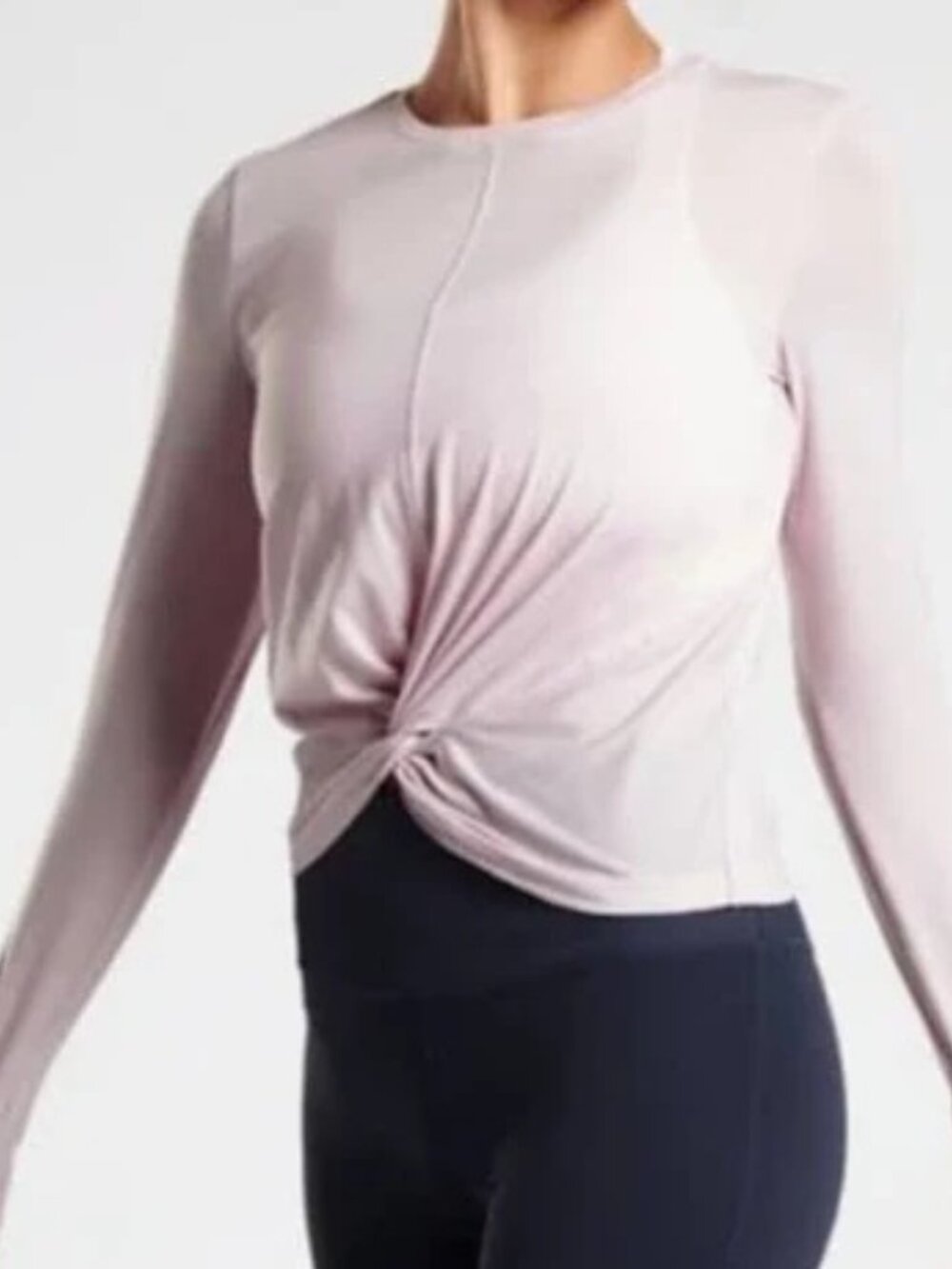 Athleta Light pink lavender Twist-Front Long Sleeve Top S